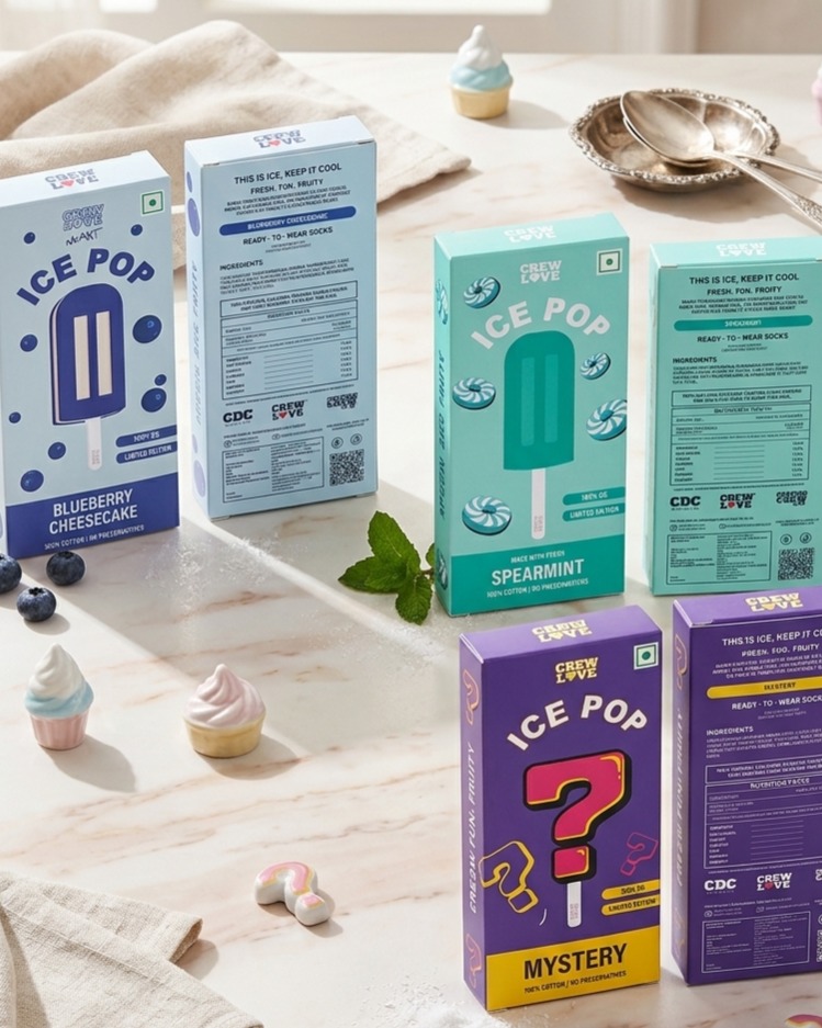 Colourful printed Ice Pop cartons from the Fold Theory studio archive